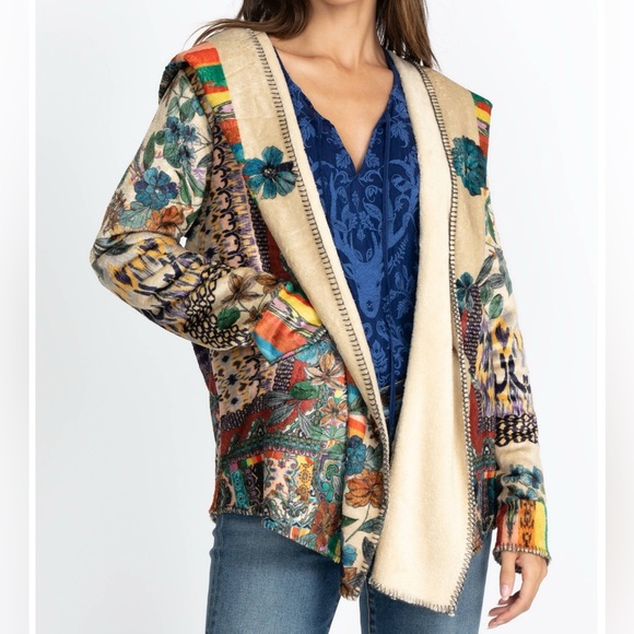 NWT Johnny Was Sherpa Hoodie Jacket Very Unique and Colorful Size XLarge - Picture 14 of 16